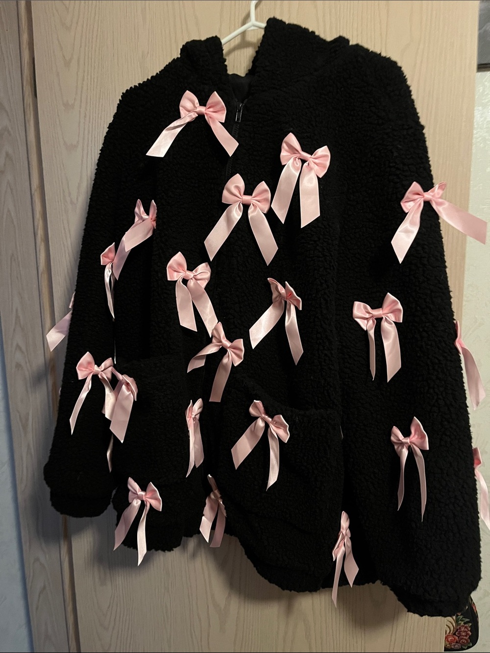 Sugar Thrillz Black Teddy Jacket with Pink Ribbon Bows